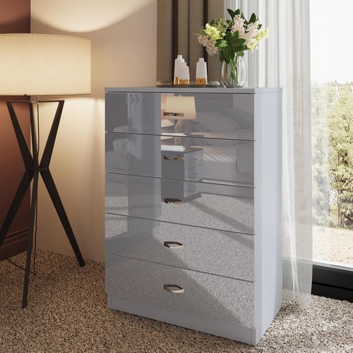 Grey high gloss large drawer - gloss,