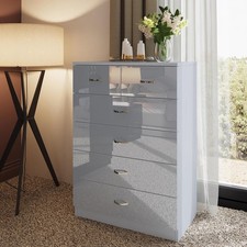 Grey Gloss 6 Drawer Chest of